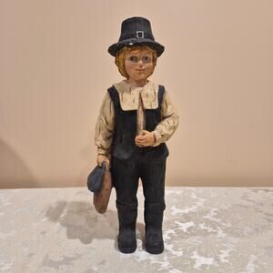 Costco Hand Painted Pilgrim Family 14" Thanksgiving Figure